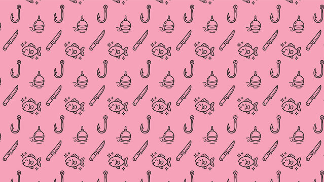 Fishing doodle vector pattern design