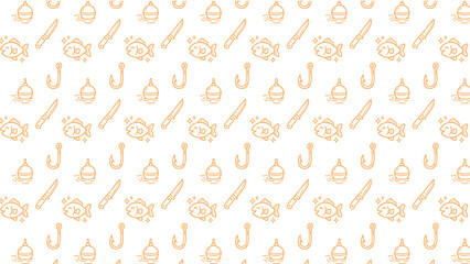 Fototapeta premium Fishing doodle vector pattern design