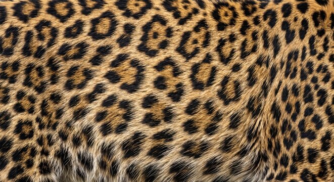 Detailed close up texture of a jaguar fur pattern with distinct black rosette spots leopard