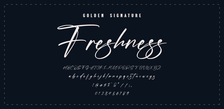 Signature Font Calligraphy Logotype Script Brush Font Type Font lettering handwritten. Minimal modern urban fonts for logo, brand etc. Typography typeface uppercase lowercase and number.