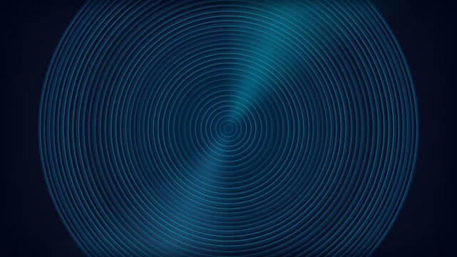 Circle radial ripple 3d pattern Glowing Blue Light Beam Fluted Glass Seamless Loop Video, Abstract Concentric Ribbed Ring Motion Graphics, Futuristic Cybernetic Distortion &ndash; Concentric reeded glass