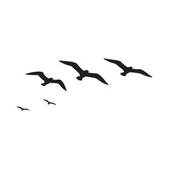 Flying gulls silhouette vector flat illustration design.Adobe Illustrator Artwork © ArtistMaker