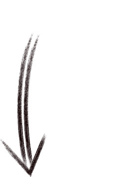 Hand drawn arrow pointing down with a textured chalk or crayon effect