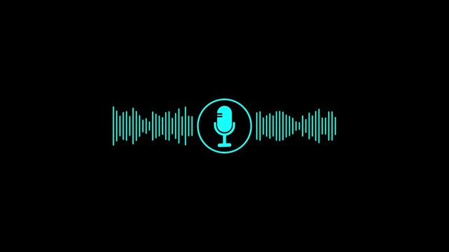 Microphone icon animation on green background. music bar in microphone icon of Motion graphics concept. 4k