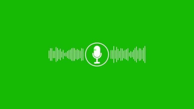 Voice recording podcast mic microphone button icon animation. neon line microphone icon