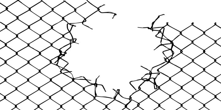 Barbed Wire Fence on White Background, Industrial Steel Security Barrier, Chain Link Mesh Pattern, Protective Metal Wire Texture for Prison, Jail, Boundary and Wallpaper Design