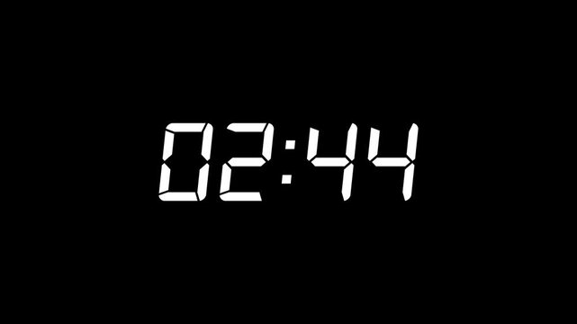 Countdown Digital Clock Animation 3 minute to 0 second. minute stopwatch , analog clock icon animation.