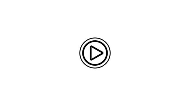 Simple black play button icon on a clean white background for media playback and streaming services. video play icon for website.