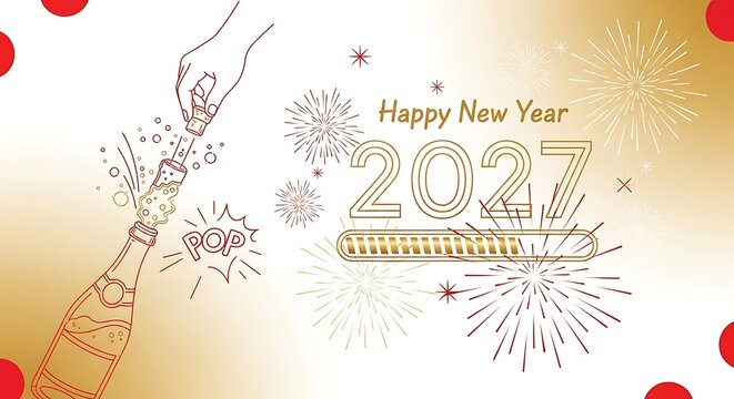 Happy new year 2027 celebration with champagne