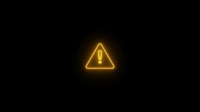 Attention road sign neon blue flicker motion graphic animation a triangle icon. For emergency warnings, security systems, or user interface prompts.