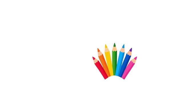 Doodle back to school motion graphic featuring colorful crayons and pencils arranged into playful geometric compositions, ideal for back to school campaigns, art education, classroom projects