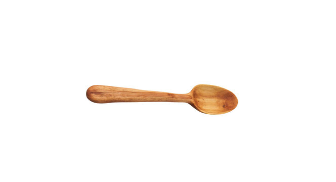 Rustic Handcrafted Small Wooden Spoon Isolated on Transparent Background