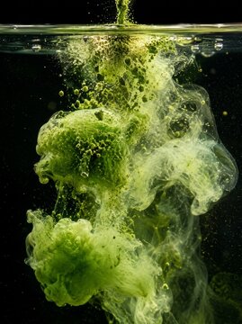 Matcha powder dissolving in water