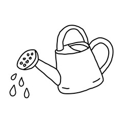 Minimalist Line Art Watering Can Illustration © Moupz