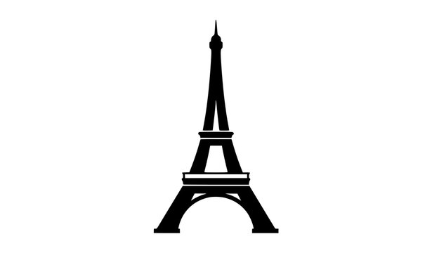 Eiffel Tower Black Silhouette Paris Landmark Vector Illustration