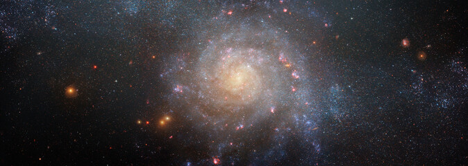 Space scene with stars in the galaxy. Panorama. Universe filled with stars, nebula and galaxy,. Elements of this image furnished by NASA. © Tryfonov