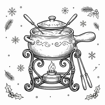 Ceramic fondue pot cookware icon