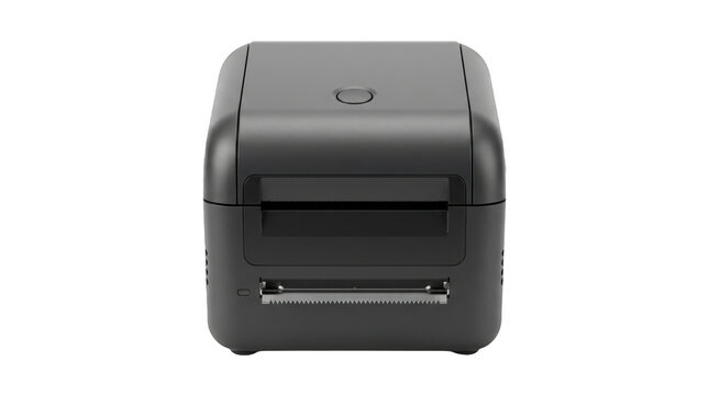 Modern black receipt printer  on transparent background