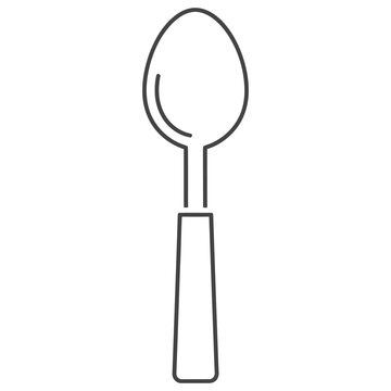 Kitchen spoon cutlery flat vector outline icon
