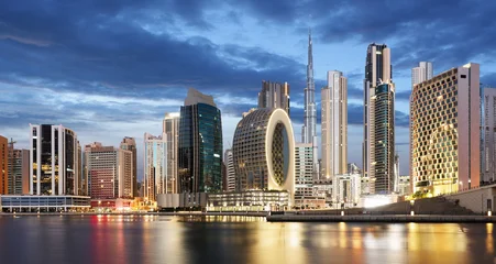 Night view of Dubai with creek canal, UAE © TTstudio