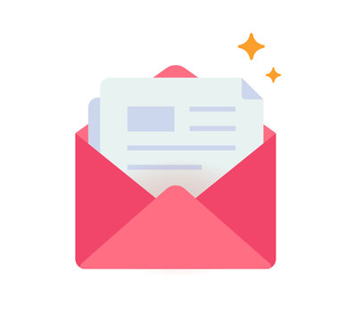 Email envelope with new newsletter letter message modern icon trendy graphic illustration vector, digital web mail inbox incoming received or sending, correspondence marketing post clip art image
