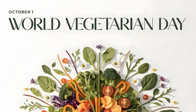 World vegetarian day celebratory background with fresh garden produce arranged in a semi-circle vegetable arrangement plant based food organic vegeta
