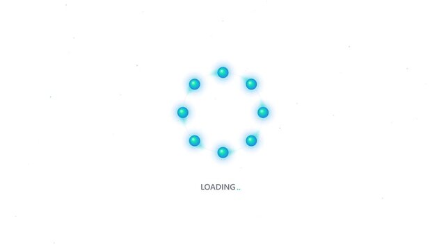 Minimal circular loading spinner animation with dots and blue green gradient