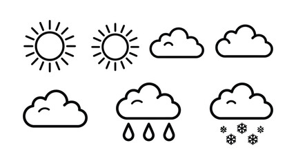 Fototapeta premium Weather icon set simple outline meteorological symbols collection