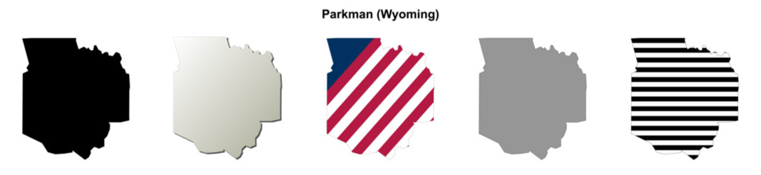 Parkman (Wyoming) blank outline map set