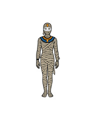 Creepy Halloween mummy monster flat vector design element © diondinks