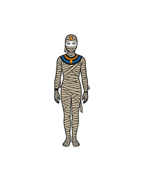 Creepy Halloween mummy monster flat vector design element