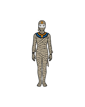 Creepy Halloween mummy monster flat vector design element