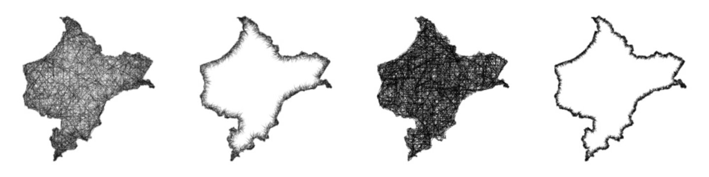 Sketch Loreto (Peru) outline map design set