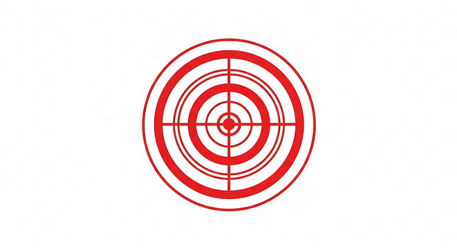Red circular target icon with crosshair lines centered on a clean white background for design