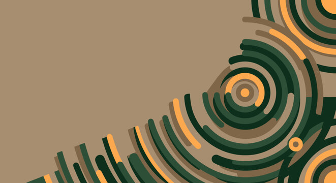 Abstract geometric background with concentric circles and curved lines