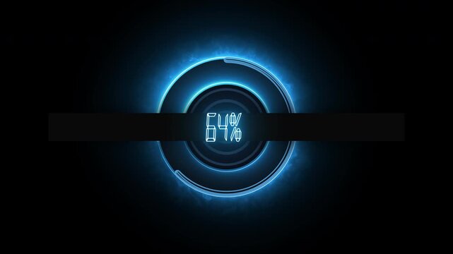 4K Neon Circular Loading Progress Animation Loop | Futuristic Percentage Indicator