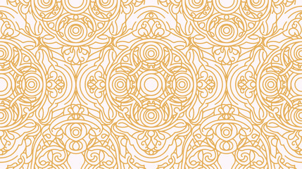 Intricate gold filigree pattern with symmetrical floral motifs on seamless textured background © Sourab