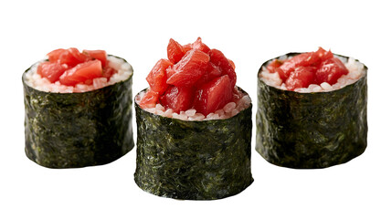 Fresh spicy tuna gunkan maki sushi rolls wrapped in nori seaweed © Lyra