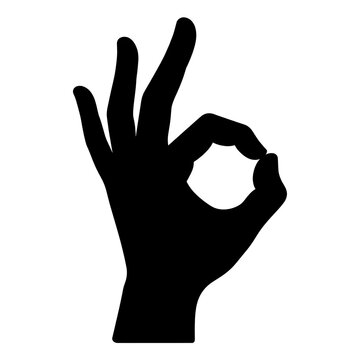 Black Hand OK Gesture Icon on white background