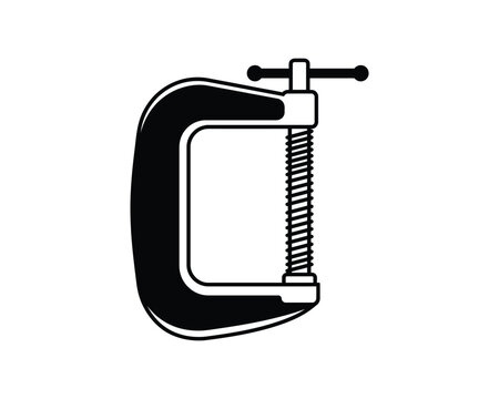 Vintage style illustration of a c clamp tool isolated on a white background