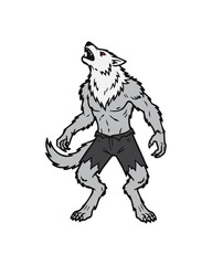Scary grey werewolf monster howling Halloween vector design element © diondinks