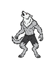 Scary grey werewolf monster howling Halloween vector design element © diondinks