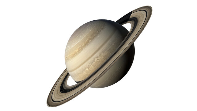 Realistic Saturn planet model space illustration isolated on transparent background