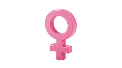Pink plastic female gender Venus symbol isolated on transparent background © Rory Robinson