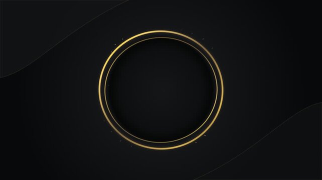 Golden oval expands and contracts against a dark geometric background in a looping animation expanding contracting