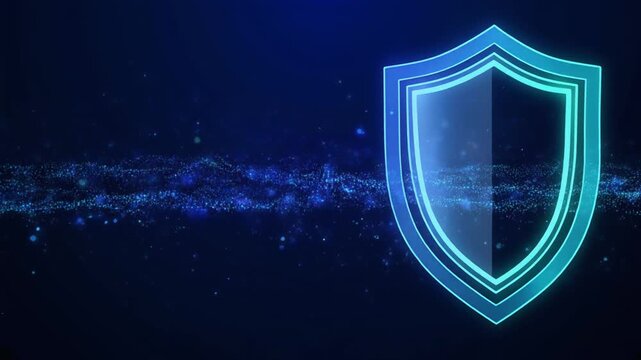 Cybersecurity Technology Background with Glowing Digital Shield and Data Network