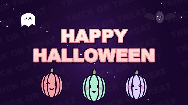 Happy halloween greeting pattern with cute pumpkins and ghosts