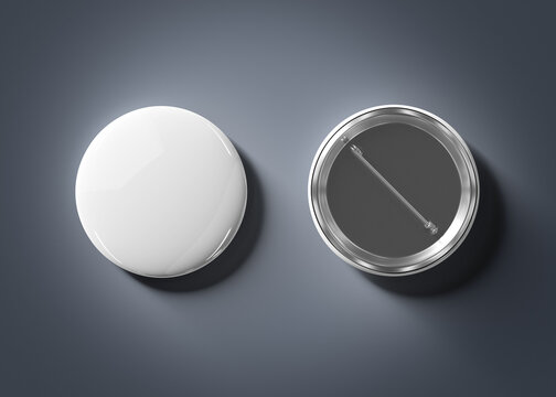 Button badge isolated on grey Mockup. 3d rendering