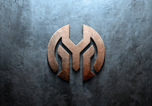 Bronze Logo Mockup On Eroded Metal Texture
