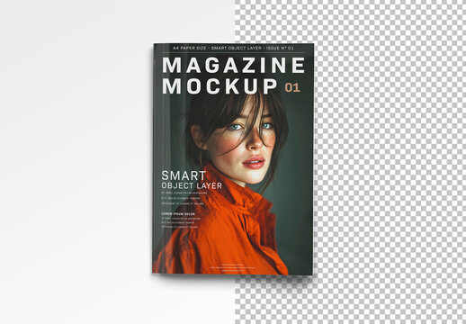 Magazine Cover Isolated on Clean White Background Mockup
